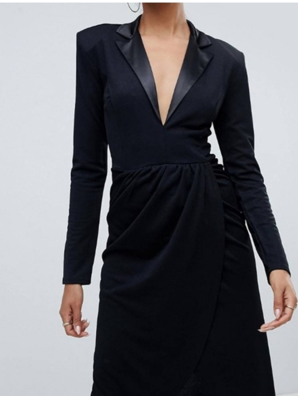 Club L Black Deep V Tuxedo Sz 4 Dress
